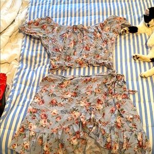2 Piece Matching skirt set! Roses!
